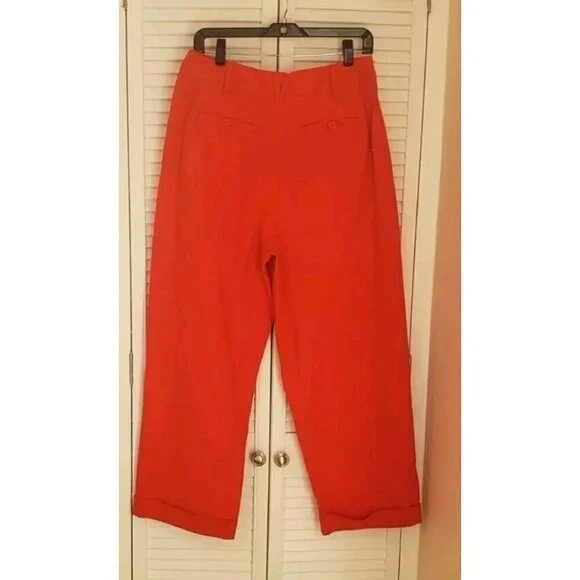 NEW FREE PEOPLE PATTI COTTON CROPPED RED PANTS SZ 8 - Picture 6 of 10